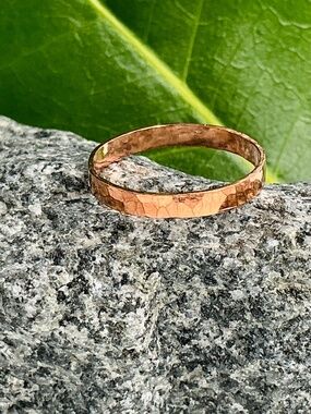 Raw Copper Ring Size 9.5 Band 3mm Wide Jewelry Minimal Hammered Solid Handmade